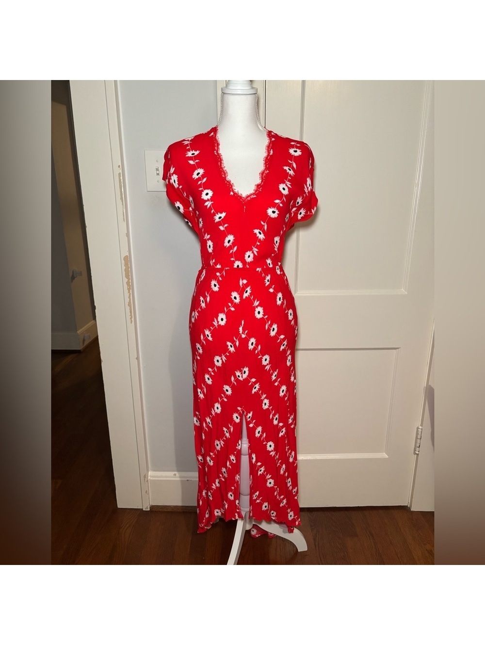 Skies Are Blue Red and White Floral Dress